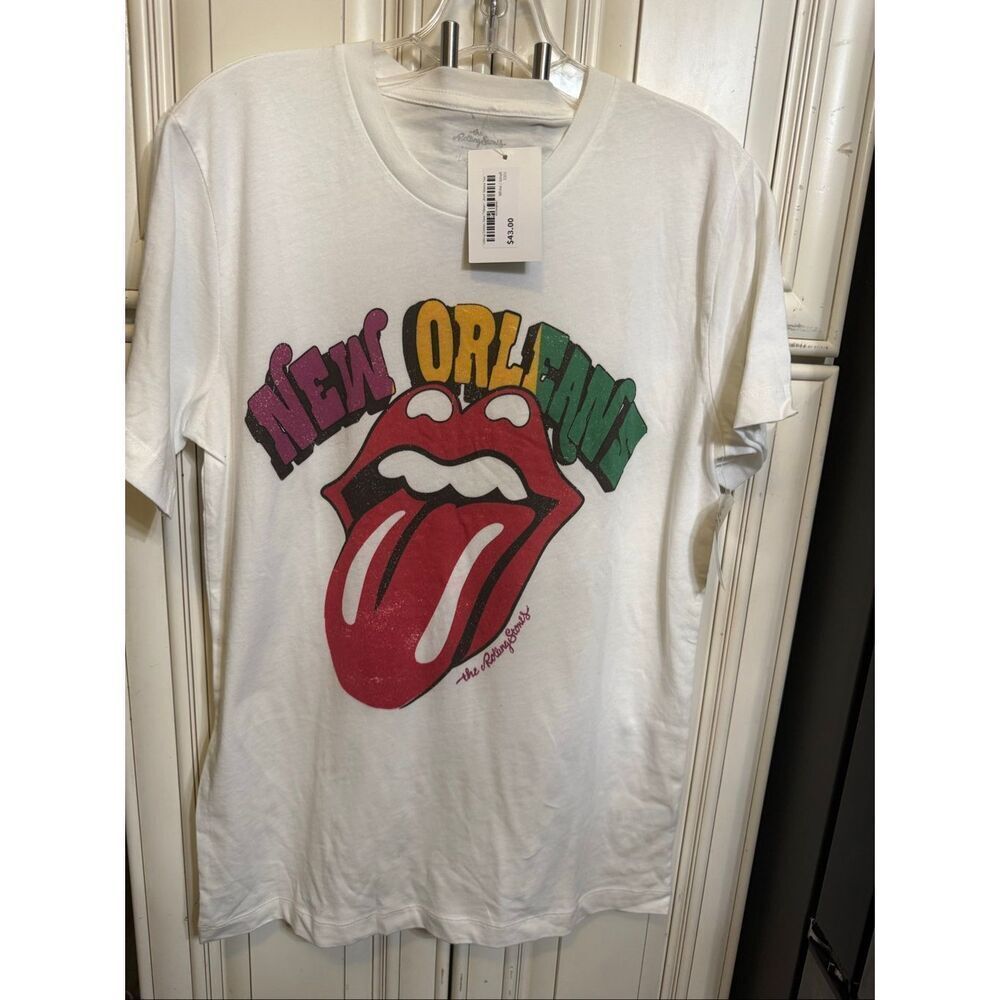 Livy Lu The Rolling Stone Womens New Orleans Graphic T-Shirt White Small NWT